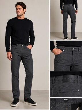 BOSS Men's Dark Charcoal Regular fit Straight Jeans size 33X34